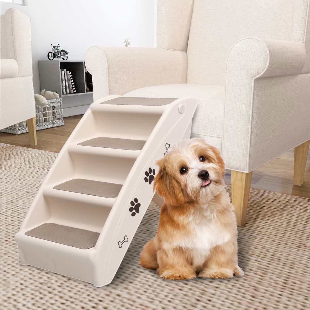 Rampe pliable pour chien crème 62x40x49,5 cm