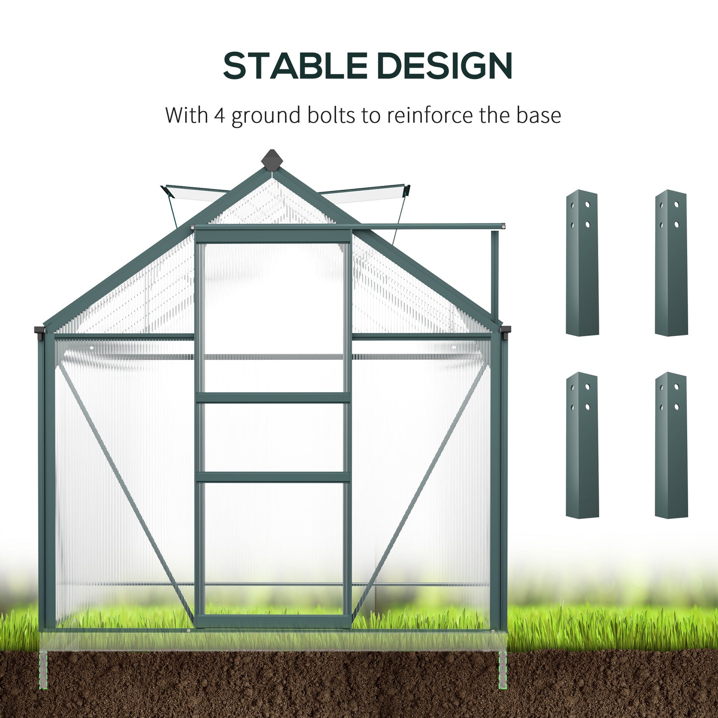 Polycarbonate Greenhouse with Rain Gutter and Roof Vent