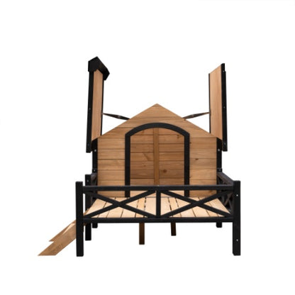 Outdoor Large Wooden Cabin House With Porch