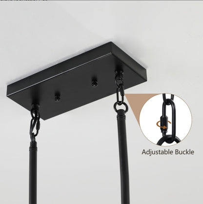 32 Inch Walnut Industrial Farmhouse Rectangle Pendant Light