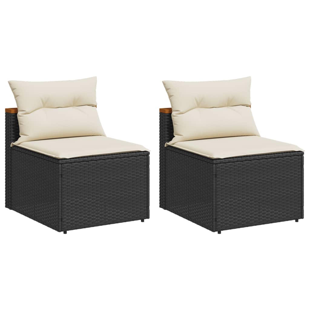 Gartensofas ohne Armlehnen mit Kissen, 2 Stück