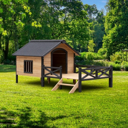 Outdoor Large Wooden Cabin House With Porch