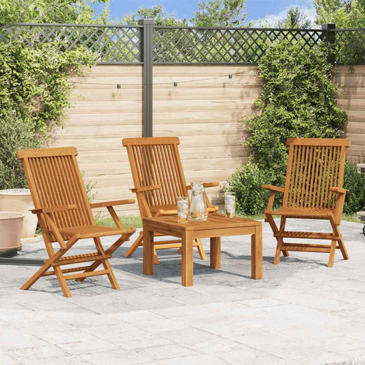 Gartenstühle 3 Stück Massives Teakholz Gartenstühle