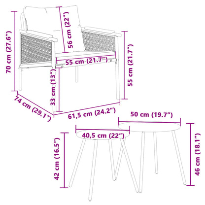 4-teiliges Balkonmöbel-Set mit Kissen