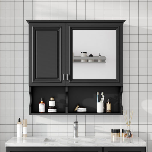 30 Inch Mirror Medicine Cabinet With Open Shelves
