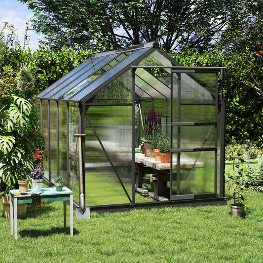 Polycarbonate Greenhouse with Rain Gutter and Roof Vent