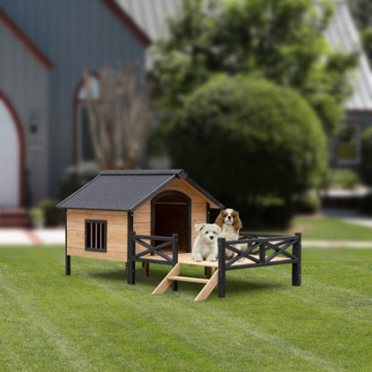 Outdoor Large Wooden Cabin House With Porch