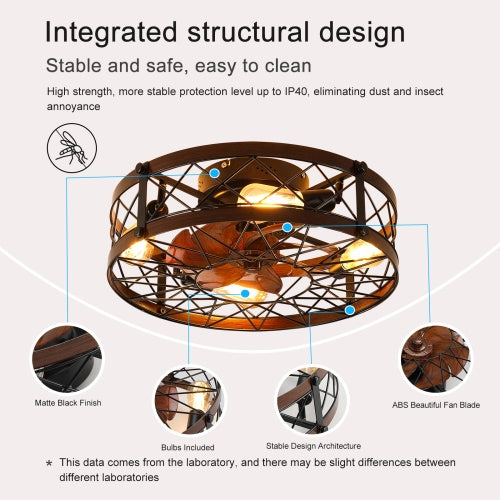 Cage Ceiling Fan With Light, Black