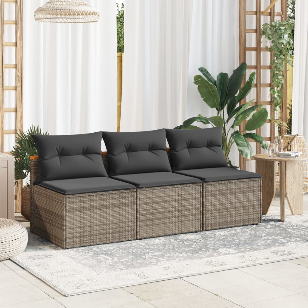 Gartensofas ohne Armlehnen mit Kissen, 2 Stück