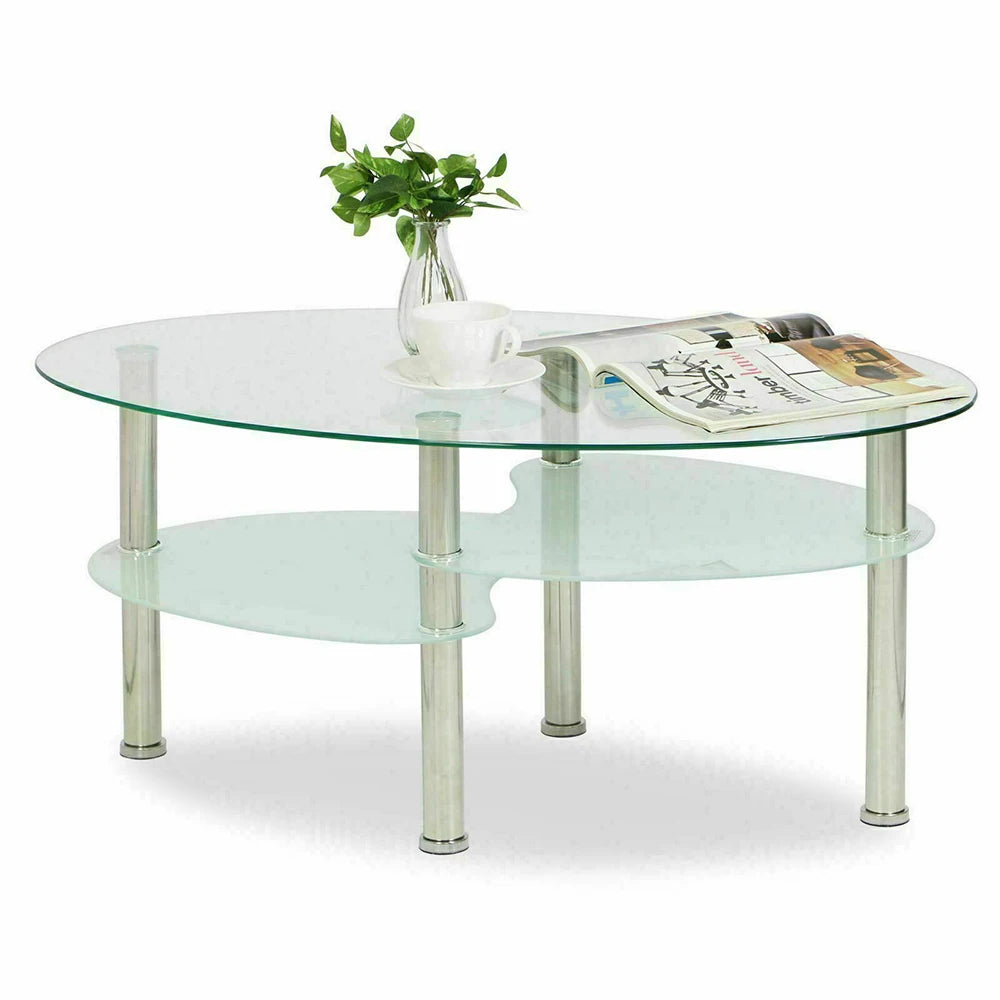 3-stufiger Glas-Couchtisch, 90x50x45cm