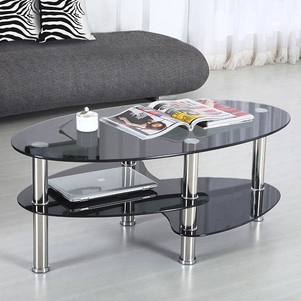 3-stufiger Glas-Couchtisch, 90x50x45cm