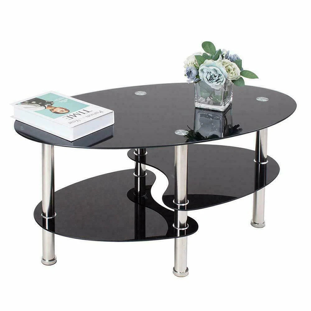 3-stufiger Glas-Couchtisch, 90x50x45cm