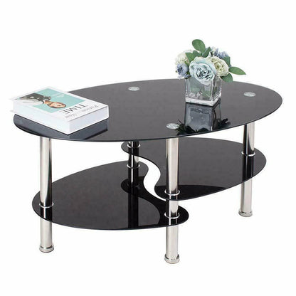 3-stufiger Glas-Couchtisch, 90x50x45cm