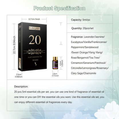20 pcs Huiles essentielles MAYJAM