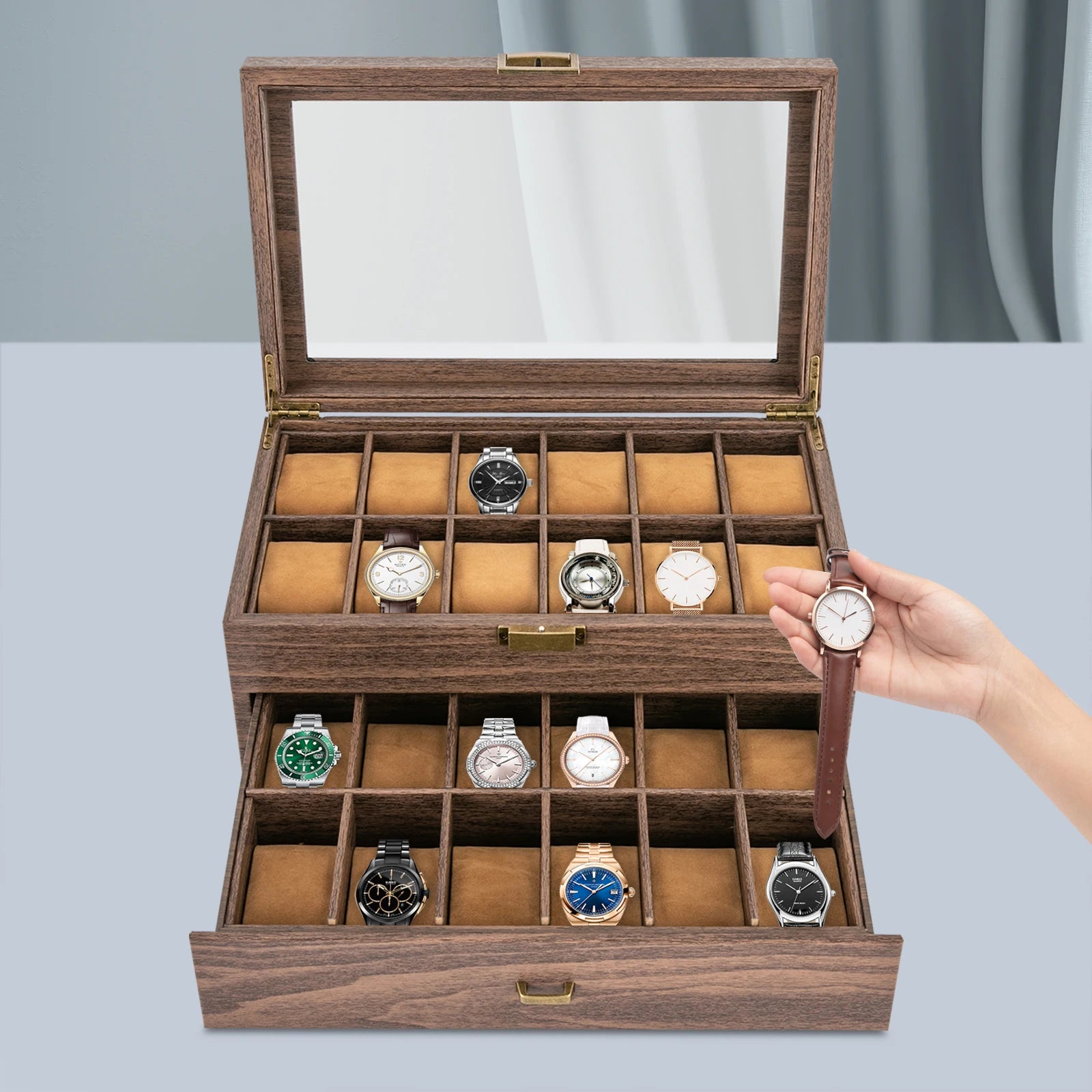 Coffret pour montres marron