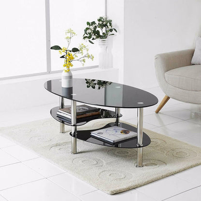 3-stufiger Glas-Couchtisch, 90x50x45cm