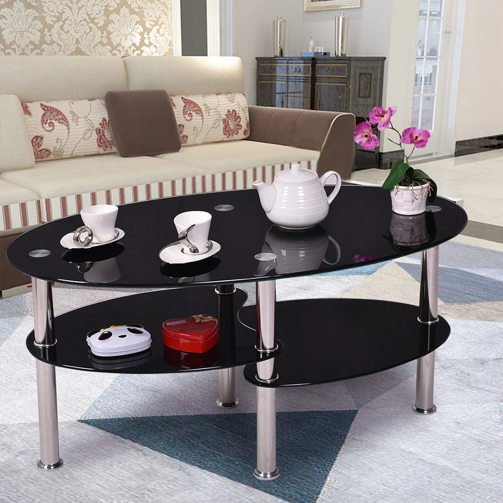 3-stufiger Glas-Couchtisch, 90x50x45cm