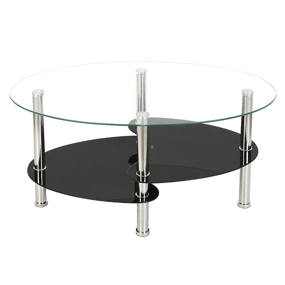 Table basse en verre 3 niveaux, 90x50x45cm