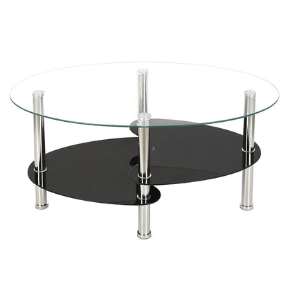 3-stufiger Glas-Couchtisch, 90x50x45cm