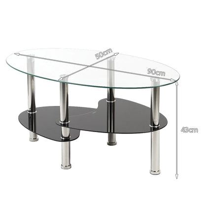 3-stufiger Glas-Couchtisch, 90x50x45cm