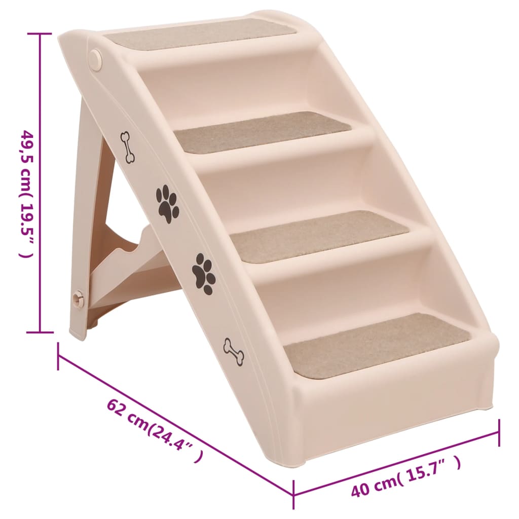 Rampe pliable pour chien crème 62x40x49,5 cm