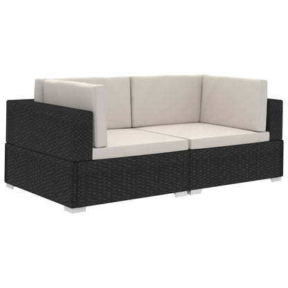 Ecksofas 2 Stk. mit Kissen Poly-Rattan