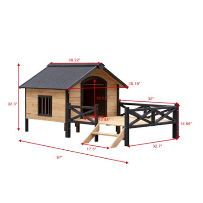Outdoor Large Wooden Cabin House With Porch