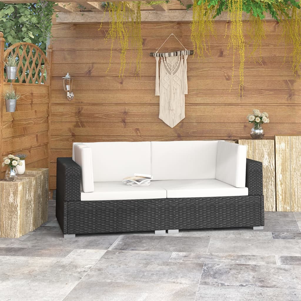Ecksofas 2 Stk. mit Kissen Poly-Rattan