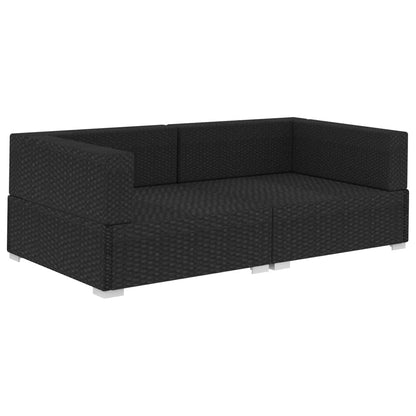 Ecksofas 2 Stk. mit Kissen Poly-Rattan