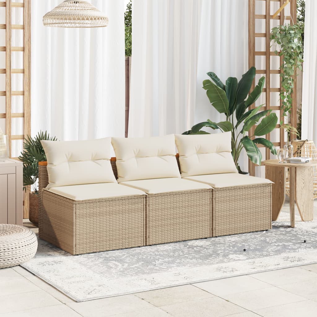 Gartensofas ohne Armlehnen mit Kissen, 2 Stück